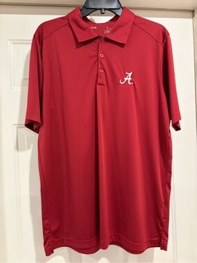 Antigua Men's Red Polo with White Script A Logo